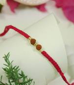 rudraksha bead thread rakhi with roli chawal & rakshabandhan card