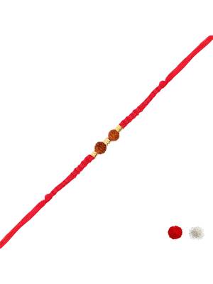 rudraksha bead thread rakhi with roli chawal & rakshabandhan card 2