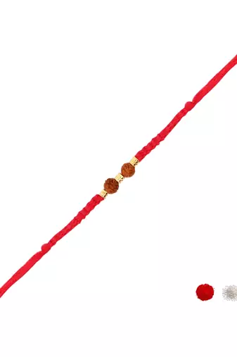 rudraksha bead thread rakhi with roli chawal & rakshabandhan card