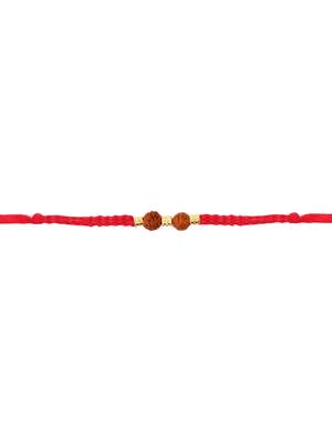 rudraksha bead thread rakhi with roli chawal & rakshabandhan card 3
