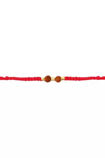 rudraksha bead thread rakhi with roli chawal & rakshabandhan card