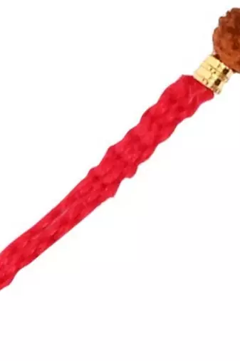 rudraksha bead thread rakhi with roli chawal & rakshabandhan card