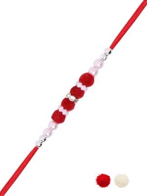 pom pom & pearl bead thread rakhi with roli chawal & rakshabandhan card 2