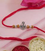 oxidized shiva trishul rakhi with roli chawal & rakshabandhan card