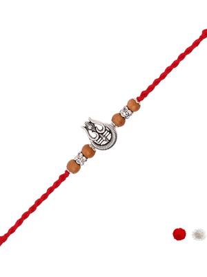 oxidized shiva trishul rakhi with roli chawal & rakshabandhan card 2