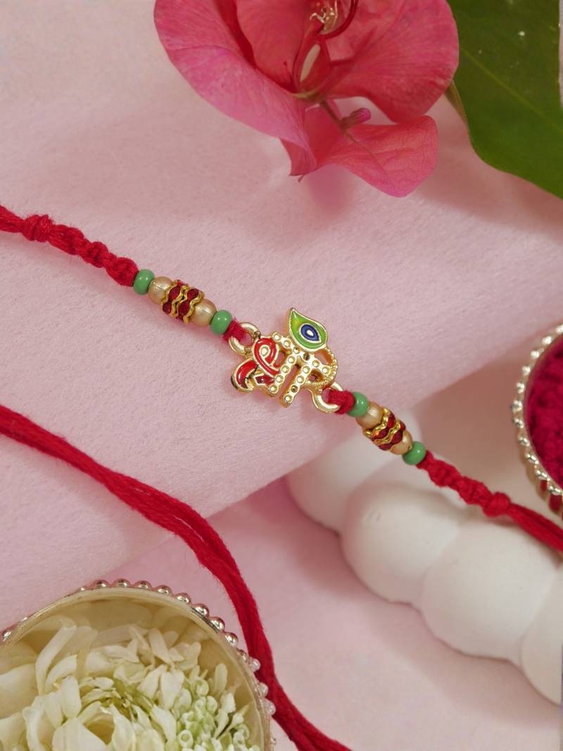 shree krishna flute with roli chawal & rakshabandhan card