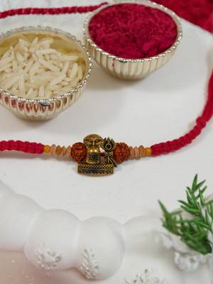 shivling & nandi design rakhi with roli chawal & rakshabandhan card 1