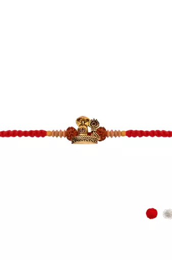 shivling & nandi design rakhi with roli chawal & rakshabandhan card