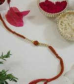 rudraksha bead rakhi with roli chawal & rakshabandhan card