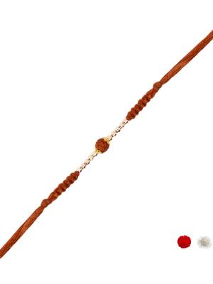 rudraksha bead rakhi with roli chawal & rakshabandhan card 2