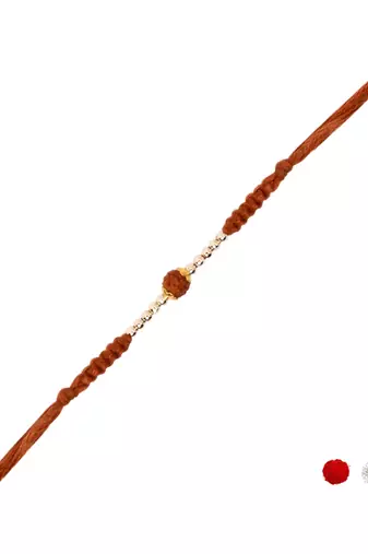 rudraksha bead rakhi with roli chawal & rakshabandhan card