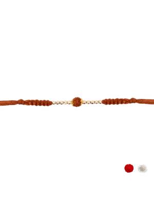 rudraksha bead rakhi with roli chawal & rakshabandhan card 3