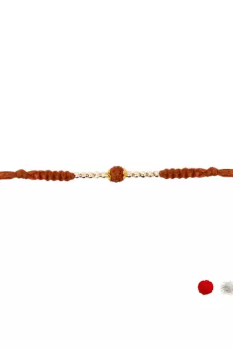 rudraksha bead rakhi with roli chawal & rakshabandhan card