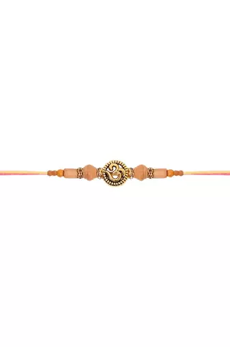 om designer rakhi with roli chawal & rakshabandhan card