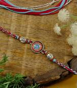 om designer rakhi with roli chawal & rakshabandhan card