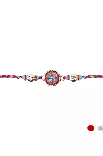 om designer rakhi with roli chawal & rakshabandhan card