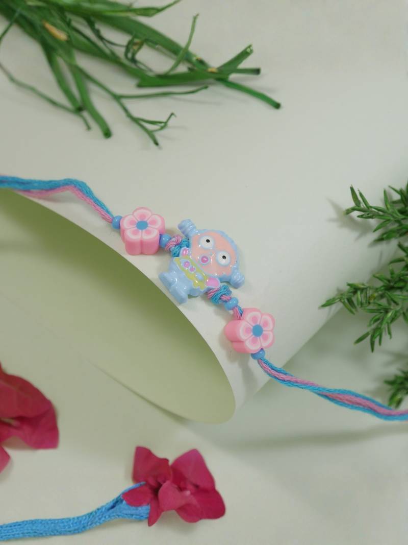 kids cartoon rakhi with roli chawal & rakshabandhan card