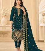 Women’s embroidered unstitched salwar suit dress material with dupatta