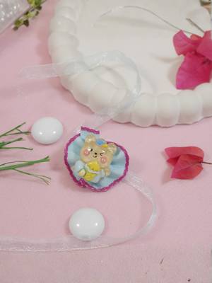 cute teddy bear theme kids rakhi with roli chawal and raksha bandhan card 1