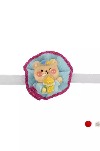 cute teddy bear theme kids rakhi with roli chawal and raksha bandhan card