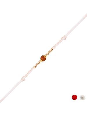 traditional rudraksha rakhi with roli chawal and raksha bandhan card 2