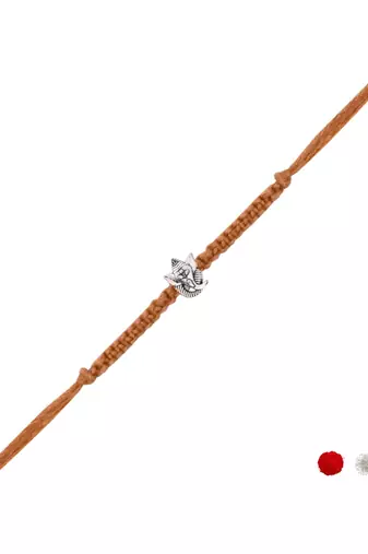 ganesha designer rakhi with roli chawal and raksha bandhan card