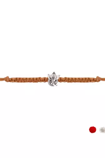 ganesha designer rakhi with roli chawal and raksha bandhan card