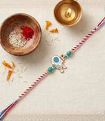 space theme kids rakhi with roli chawal and raksha bandhan card