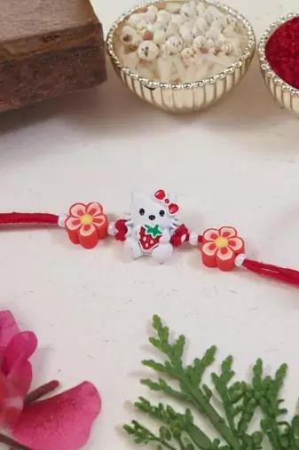 kids cartoon rakhi with roli chawal and raksha bandhan card