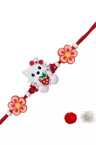 kids cartoon rakhi with roli chawal and raksha bandhan card