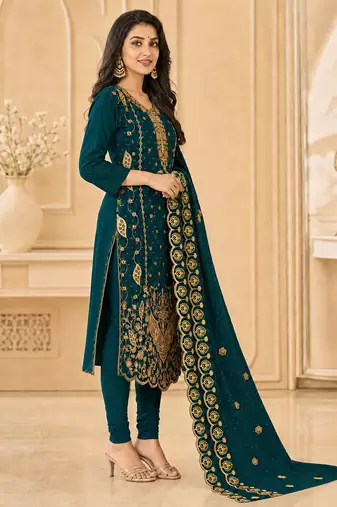 Women’s embroidered unstitched salwar suit dress material with dupatta