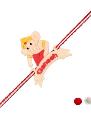 cute ganesha theme kids rakhi with roli chawal and raksha bandhan card 2