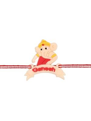 cute ganesha theme kids rakhi with roli chawal and raksha bandhan card 3