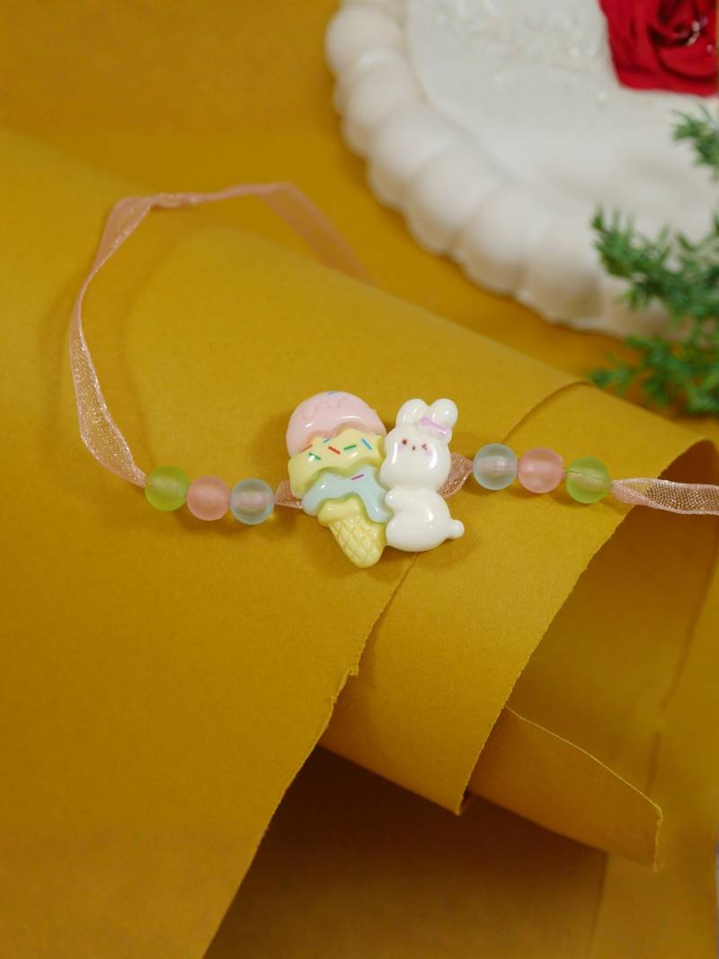 kids cartoon rakhi with roli chawal and raksha bandhan card
