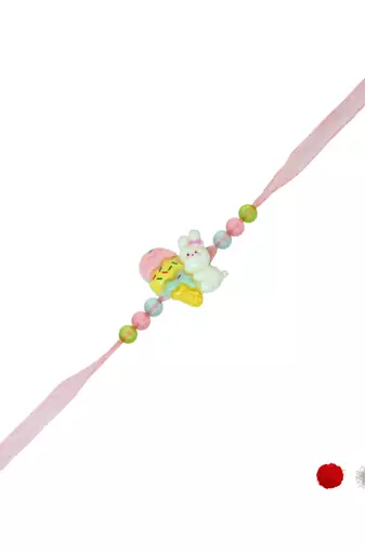 kids cartoon rakhi with roli chawal and raksha bandhan card