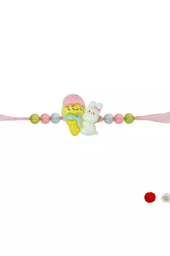 kids cartoon rakhi with roli chawal and raksha bandhan card