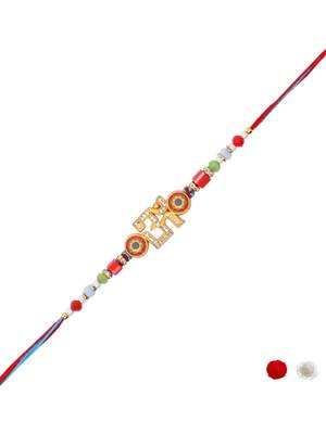 om designer rakhi with roli chawal and raksha bandhan card 2