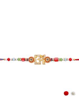 om designer rakhi with roli chawal and raksha bandhan card 3