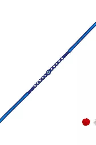 evil eye theme designer rakhi with roli chawal and raksha bandhan card