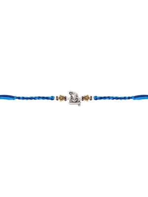 ganesha designer blue rakhi with roli chawal and raksha bandhan card 4