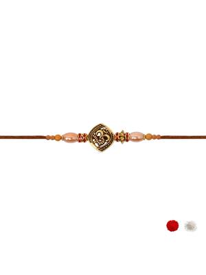 om designer rakhi with roli chawal and raksha bandhan card 3