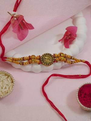 ganesha designer rakhi with roli chawal and raksha bandhan card 1
