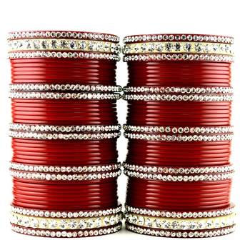 acrylic plastic suhag panjubi chura red colour  size-2.4,2.6,2.8 1