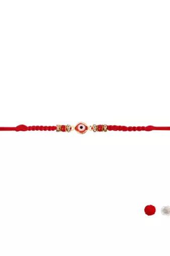 evil eye designer rakhi with roli chawal and raksha bandhan card