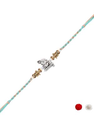 ganesha design rakhi with roli chawal and raksha bandhan card 2