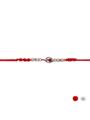 rudraksha designer rakhi with roli chawal and raksha bandhan card 2