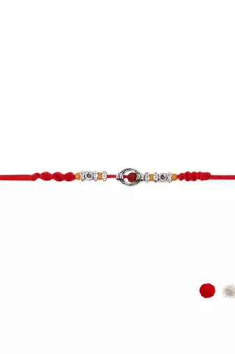 rudraksha designer rakhi with roli chawal and raksha bandhan card