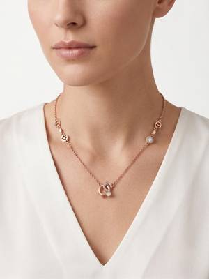 925 Sterling Silver Rose Gold Cubic Zirconia Minimalist Interlocking Circle Necklace Set for women  1