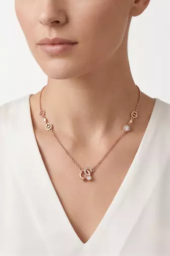 925 Sterling Silver Rose Gold Cubic Zirconia Minimalist Interlocking Circle Necklace Set for women 