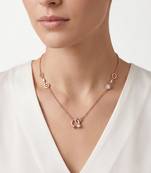 925 Sterling Silver Rose Gold Cubic Zirconia Minimalist Interlocking Circle Necklace Set for women 